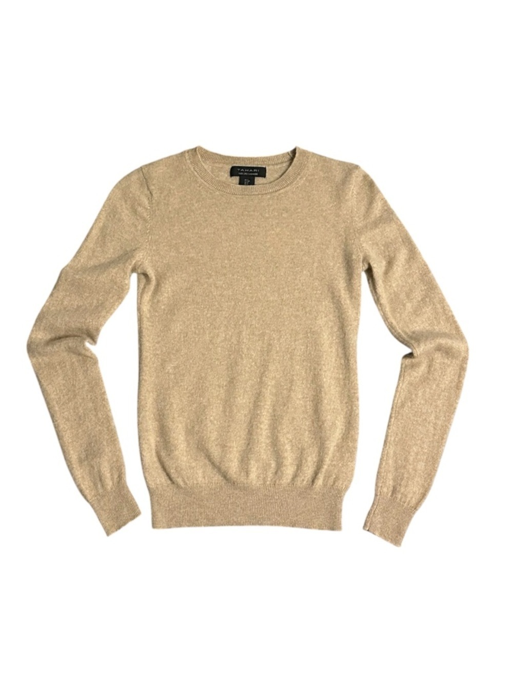 Cashmere Sweater Tahari 100% Small S Soft Neutral Crewneck - Picture 4 of 9